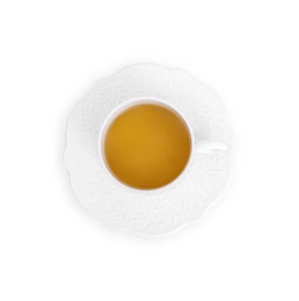 白い背景にお茶と磁器カップ クリッピングパスを持つデザイン要素 — ストック写真