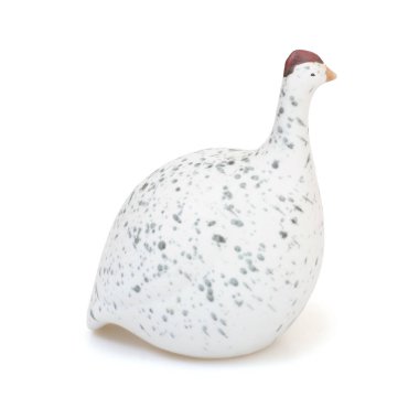 Beyaz arka planda izole edilmiş yabani kuşun seramik heykelciği. Kırpma yolu ile tasarım ögesi