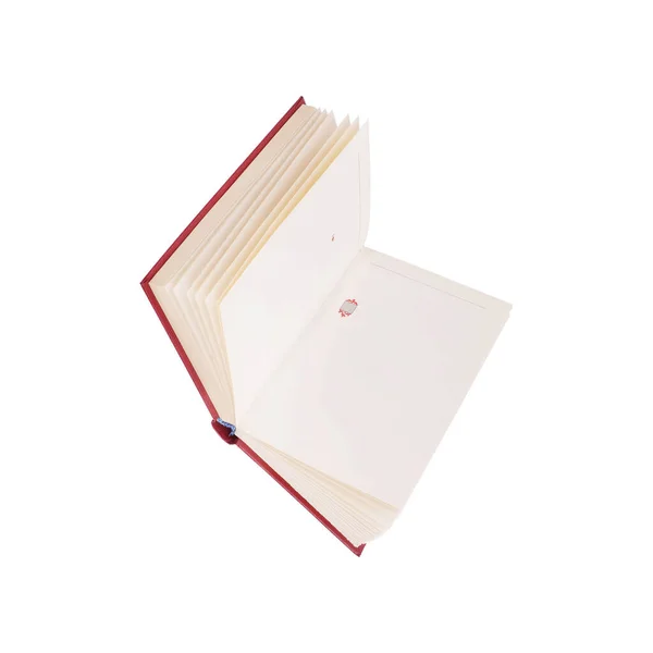 Livro Vermelho Voador Isolado Fundo Branco Elemento Design Com Caminho — Fotografia de Stock