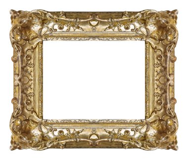 Beyaz arkaplanda izole edilmiş resimler, aynalar veya fotoğraf için altın çerçeve