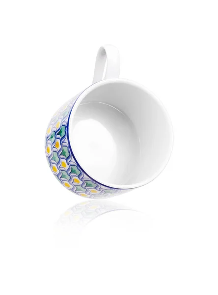 Teetasse Mit Mediterranem Ornament Isoliert Auf Weißem Hintergrund Design Element — Stockfoto