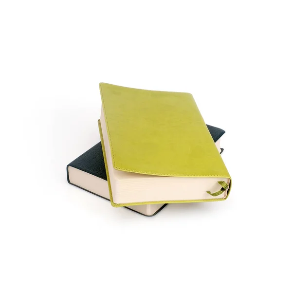 Livros Preto Verde Isolados Sobre Fundo Branco — Fotografia de Stock