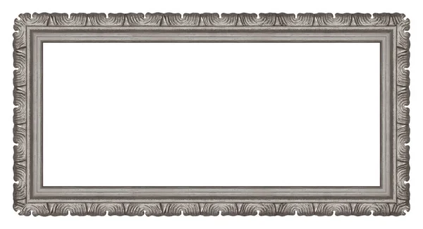 Panoramic Silver Frame Paintings Mirrors Photo Isolated White Background Design — Stock Photo, Image