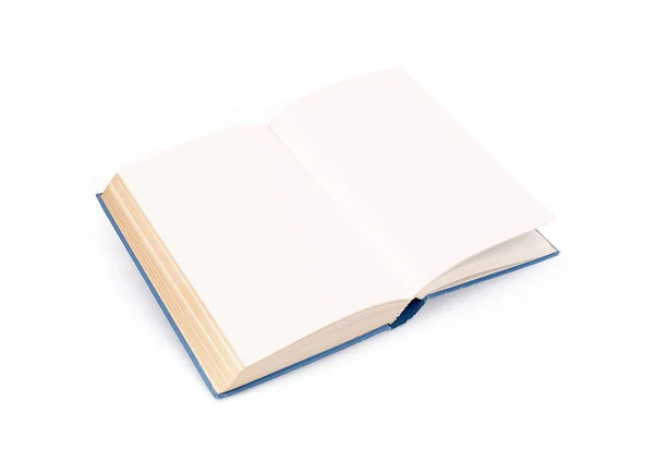 Otevřít Modrou Knihu Izolované Bílém Pozadí — Stock fotografie