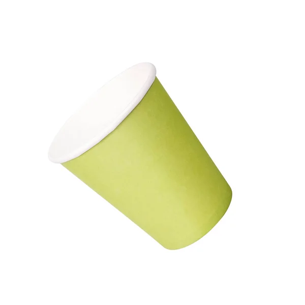 Craft Green Paper Cup Isolated White Background Design Element Clipping — Stock Photo, Image