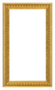 Tablolar, aynalar veya beyaz arka planda izole edilmiş fotoğraf için altın çerçeve. Kırpma yolu ile tasarım ögesi