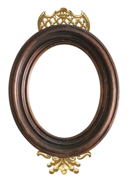 Trä Oval Ram För Målningar Speglar Eller Foto Isolerad Vit — Stockfoto