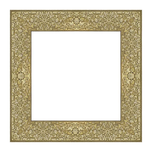 Moldura Dourada Para Pinturas Espelhos Fotos Isoladas Fundo Branco Elemento — Fotografia de Stock