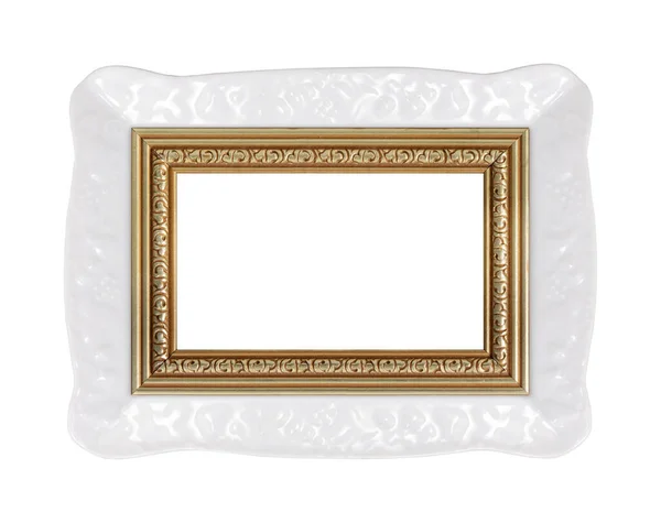 Moldura Porcelana Para Pinturas Espelhos Fotos Isoladas Fundo Branco Elemento — Fotografia de Stock