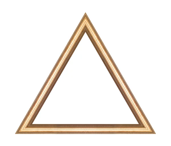 Gouden Driehoekig Frame Voor Schilderijen Spiegels Foto Geïsoleerd Witte Achtergrond — Stockfoto