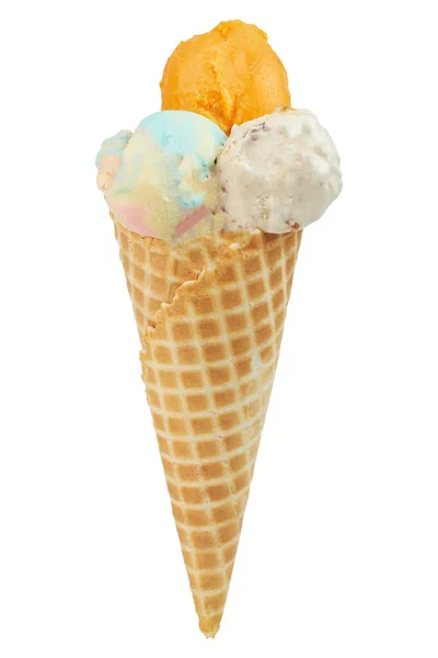 雪糕勺 白色背景下孤立的锥形冰淇淋勺 — 图库照片