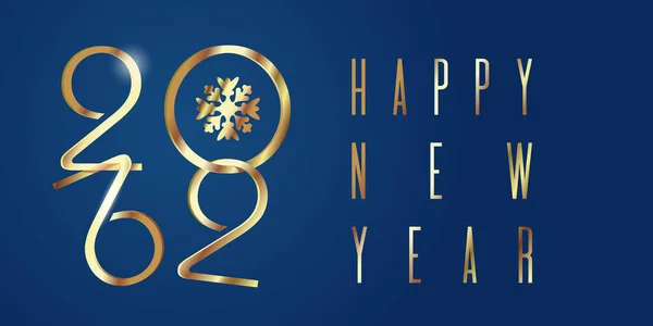 Καλή Χρονιά 2022 Νέο Έτος Banner 2022 Χρυσά Γράμματα Μπλε — Διανυσματικό Αρχείο