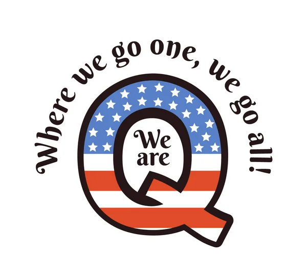 Barvách Vlajky Usa Pro Qanon Motto One All Jsme Teorie — Stockový vektor