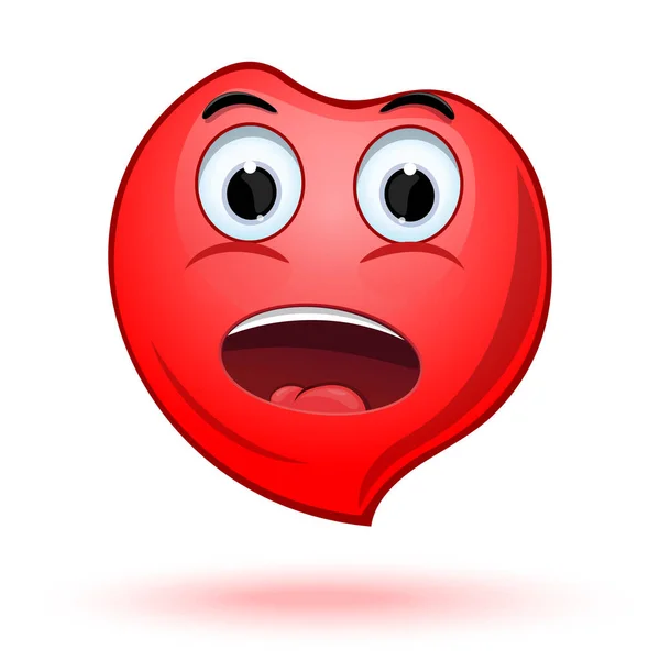 Şaşırmış Emoji Kırmızı Kalbi Çizgi Film Ikonu Kalbi Emoji Nin — Stok Vektör