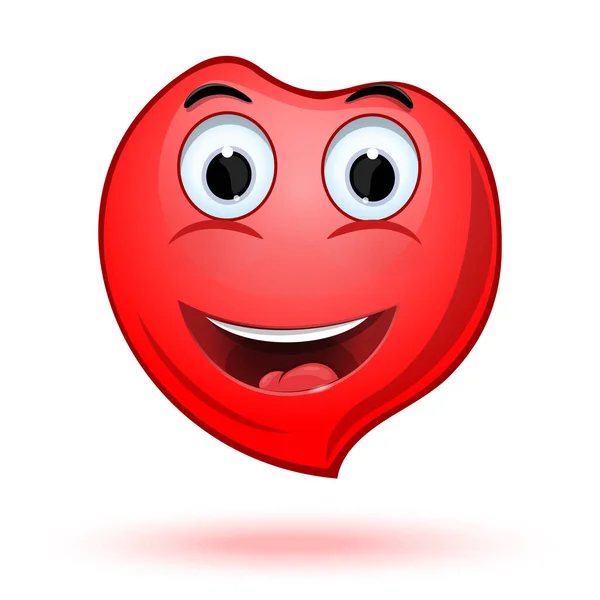 Emoji Red Heart Fun Rigole Icône Bande Dessinée Coeur Heureux — Image vectorielle