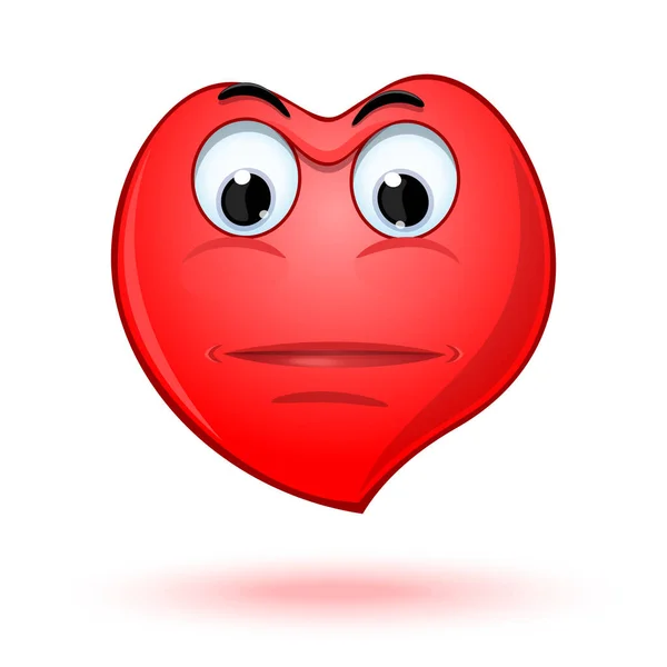 Indifferent Cartoon Icon Shape Heart Emoticon Face Shape Heart Red — Stock Vector