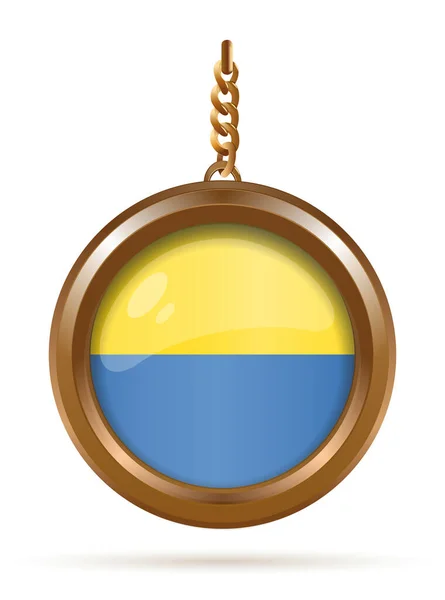 Золотий Медальйон Українським Прапором Ланцюгу Прапор України Візуальне Зображення Білому — стоковий вектор