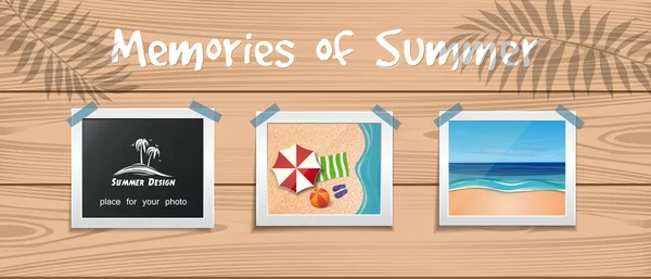 Memories Summer Summer Design Set Photos Summer Rest Attached Adhesive — Stock Vector