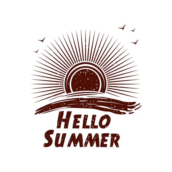 Hello Summer Vintage Písmo Logo Ikona Stylu Grunge Vektorová Ilustrace — Stockový vektor