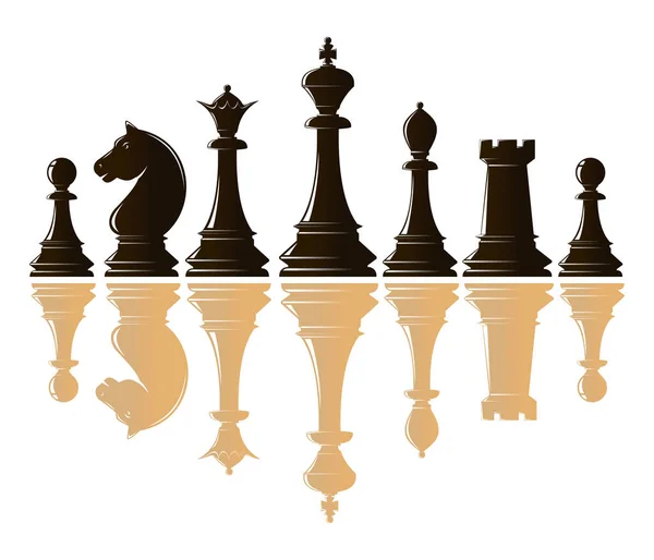 Schachfiguren Schwarz Und Weiß Schwarz Weiße Schachsymbole Isoliert Auf Weiß — Stockvektor