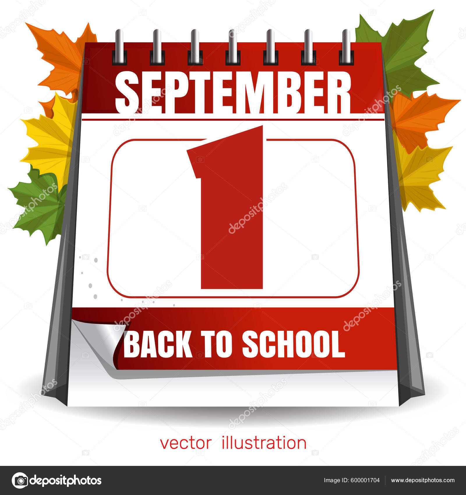 Календарь Сентября День Знаний Возвращайся Школу Знание Времени.