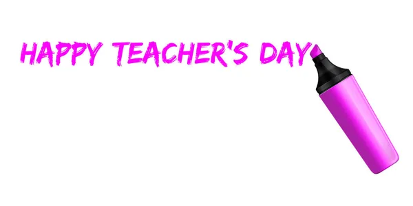 Une Inscription Avec Marqueur Rose Joyeuse Journée Des Enseignants Joyeux — Image vectorielle