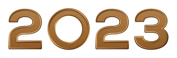 2023 Número Ouro Isolado Sobre Fundo Branco 2023 Número Logotipo —  Vetores de Stock