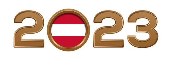 หมายเลขทอง 2023 อมธงของออสเตร างใน การออกแบบข อความโลโก วเลข 2023 แยกจากส ขาว — ภาพเวกเตอร์สต็อก