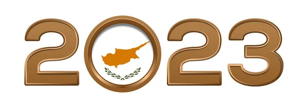 2023 Zlaté Číslo Kyperskou Vlajkou Uvnitř 2023 Číslice Logo Textový — Stockový vektor
