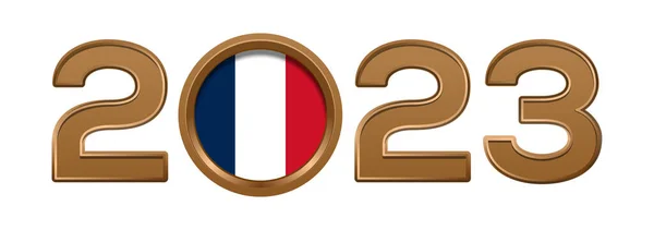 หมายเลขทองค 2023 อมธงของฝร งเศสด านใน การออกแบบข อความโลโก วเลข 2023 แยกจากส — ภาพเวกเตอร์สต็อก