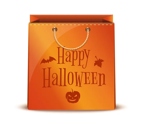 Venda Halloween Saco Compras Papel Com Inscrição Feliz Halloween Saco — Vetor de Stock