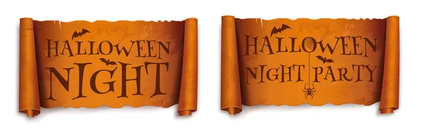 Letras Halloween Conjunto Viejo Pergamino Con Texto Para Halloween Noche — Vector de stock