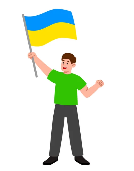 Homem Segurando Bandeira Ucraniana Estou Com Ucraniana Suporte Para Ucrânia — Vetor de Stock