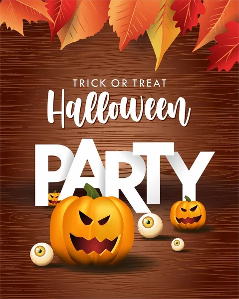 Feliz cartel de Halloween. Ilustración vectorial con calabaza y ojos — Archivo Imágenes Vectoriales