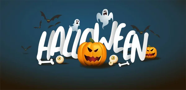 Cartaz, banner para Noite de Festa de Halloween, ilustração vetorial. — Vetor de Stock