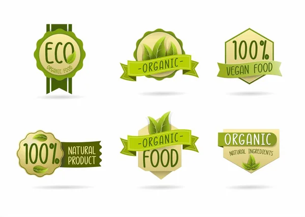 Set ikon bio ecology untuk makanan dan industri - Stok Vektor