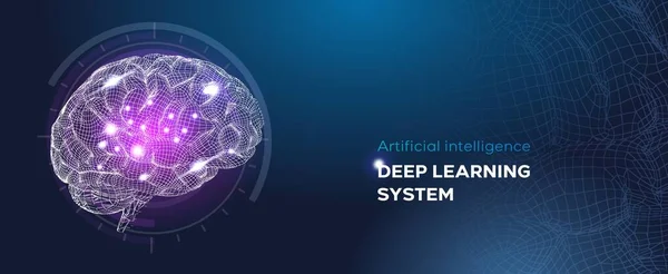 AI人間の脳の概念図紫の歯の色と輝き — ストックベクタ