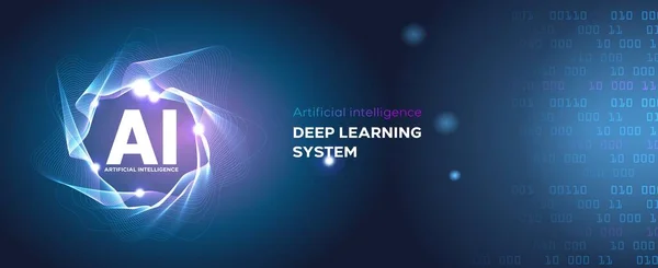 Mesterséges intelligencia kezdőlap. Website template for ai machine deep learning technology koncepció. — Stock Vector