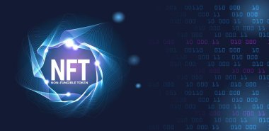 Koyu arkaplanda parlayan noktalar sarmalının ortasında NFT karşılanamaz simgeler metni.