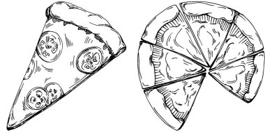 Fast food vektörü izole edildi. İşlenmiş stil çizimi. Ayrıntılı ürün çizimi. Tasarım logosu, menü, etiket, simge, pul için en iyisi.