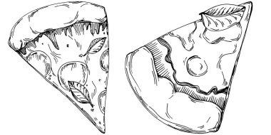 Fast food vektörü izole edildi. İşlenmiş stil çizimi. Ayrıntılı ürün çizimi. Tasarım logosu, menü, etiket, simge, pul için en iyisi.