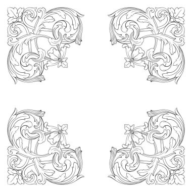 Klasik barok vektör tasarımı için vintage öğeler kümesi. Dekoratif eleman telkari vektör hat. Sen-ebilmek kullanma için tebrik kartı ve lazer kesim düğün dekorasyon.