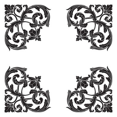 Klasik barok vektör tasarımı için vintage öğeler kümesi. Dekoratif eleman telkari vektör hat. Sen-ebilmek kullanma için tebrik kartı ve lazer kesim düğün dekorasyon.