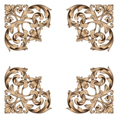 Klasik barok vektör tasarımı için vintage öğeler kümesi. Dekoratif eleman telkari vektör hat. Sen-ebilmek kullanma için tebrik kartı ve lazer kesim düğün dekorasyon.
