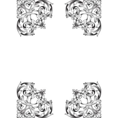 Klasik barok vektör tasarımı için vintage öğeler kümesi. Dekoratif eleman telkari vektör hat. Sen-ebilmek kullanma için tebrik kartı ve lazer kesim düğün dekorasyon.