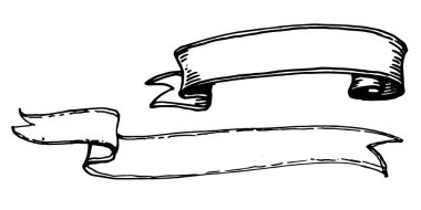 Old ribbon banner in vintage retro style for decoration, scrapbook and design in vector.