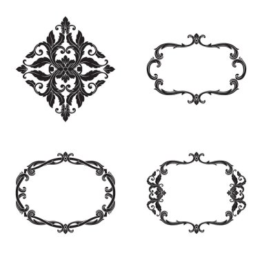 Tasarım ve vektör illüstrasyonları için klasik barok vektör kümesi