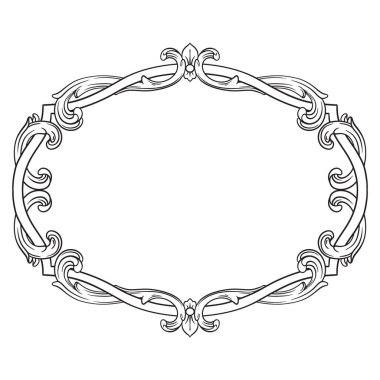 Tasarım için klasik barok çerçeve, vektör illüstrasyonu