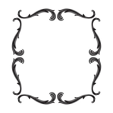 Tasarım için klasik barok çerçeve, vektör illüstrasyonu
