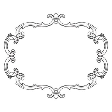 Tasarım için klasik barok çerçeve, vektör illüstrasyonu